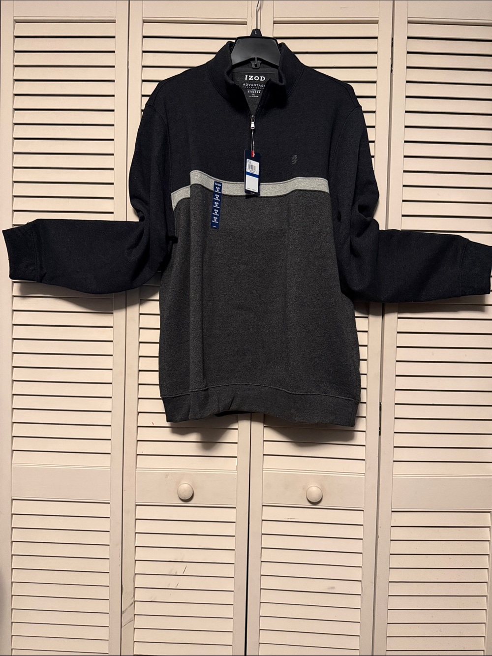 IZOD Advantage Performance Men's Zip-Up Sweater in Black and Gray
